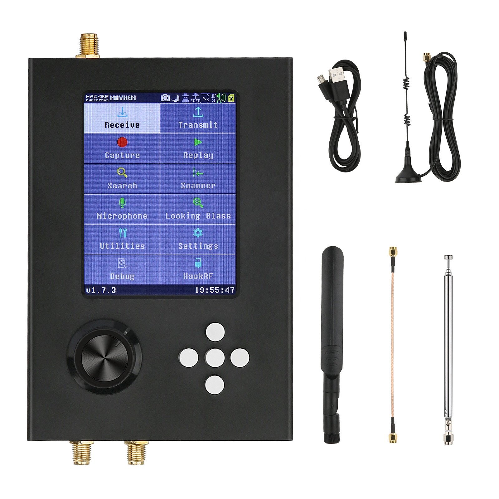 HackRF One R9 V1.7.0 + 5 Antennas + Data Cable 1MHz-6GHz SDR Radio Assembled Portapack H2