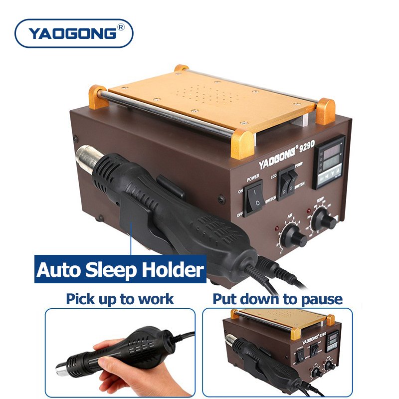 YAOGONG 929D 9 Inch Digital Thermostat LCD Touch Screen Separator Machine Mobile Phone Repair Tool Desoldering Heat Gun Station