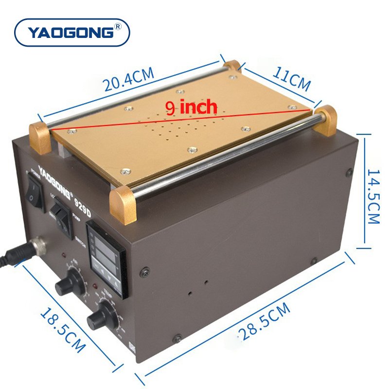 YAOGONG 929D 9 Inch Digital Thermostat LCD Touch Screen Separator Machine Mobile Phone Repair Tool Desoldering Heat Gun Station
