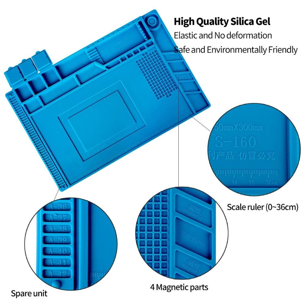 KS-630003 45*30cm Silicone Heat Resistant Soldering Mat Magnetic Insulation Maintenance Platform Anti-Static Repair Work Pad