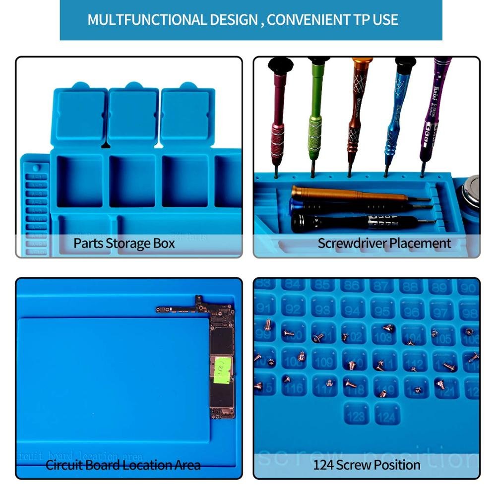 KS-630003 45*30cm Silicone Heat Resistant Soldering Mat Magnetic Insulation Maintenance Platform Anti-Static Repair Work Pad