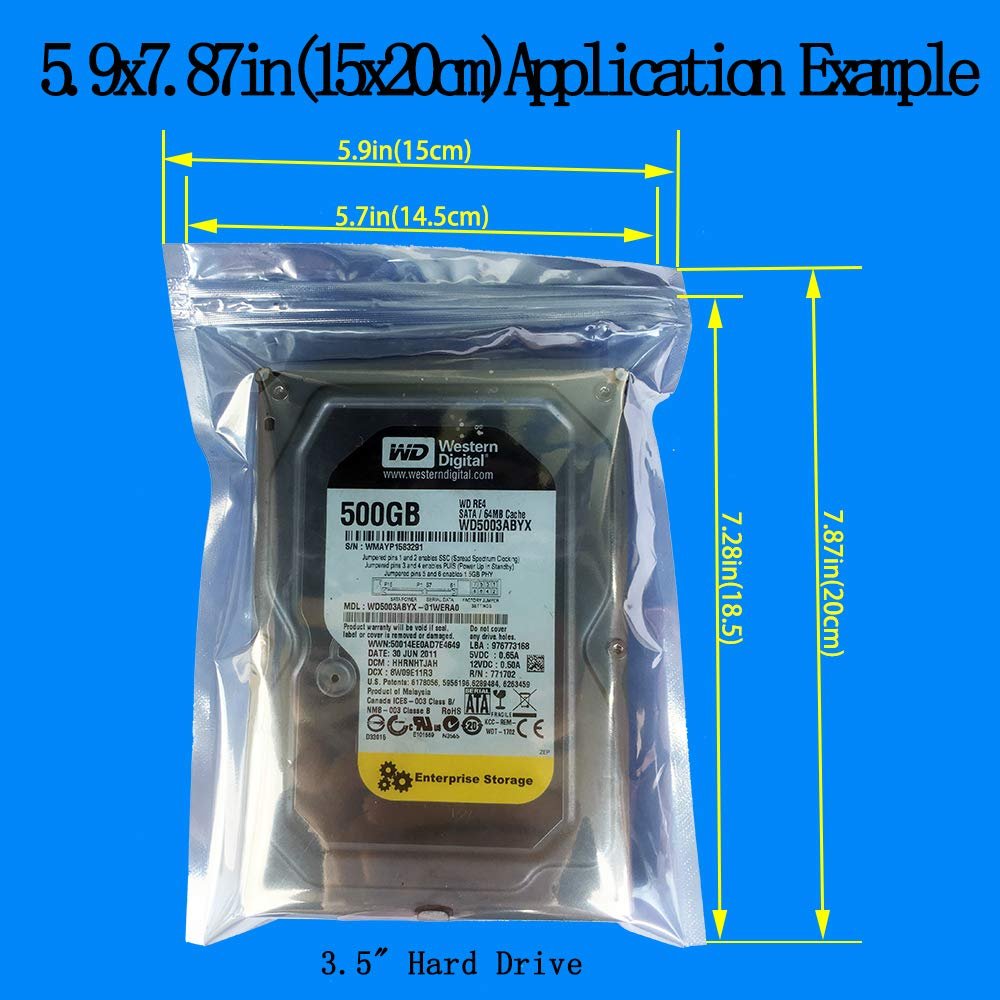 Anti Static Large Size ESD Bag Resealable Motherboard HDD Electronic Device Plastic Bags for Graphics Card