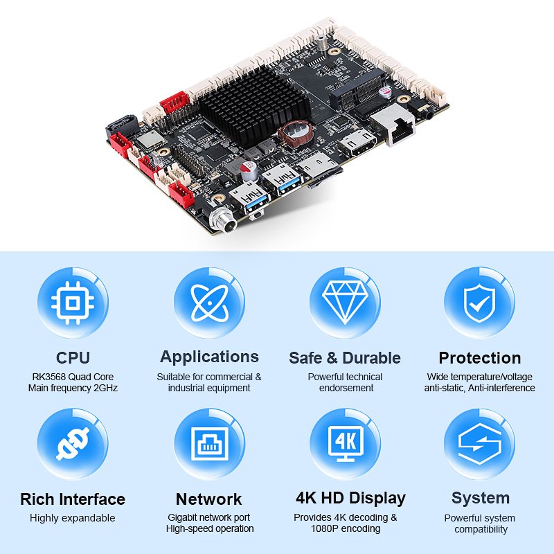 4K Video Output RK3568 Android 12 linux AIoT Embedded Mainboard OEM Wifi BT EDP MIPI 2.0 GHz ARM board For Kiosk Digital Signage