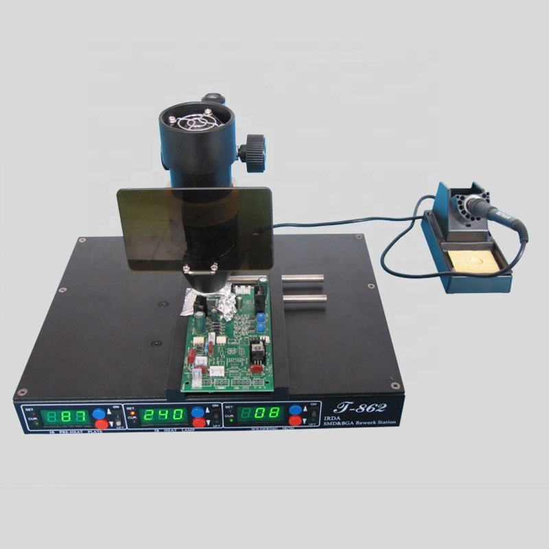 3 in 1 puhui T-862++ SMD rework soldering station,mobile phone bga repair machine ,infrared welder for components desolder