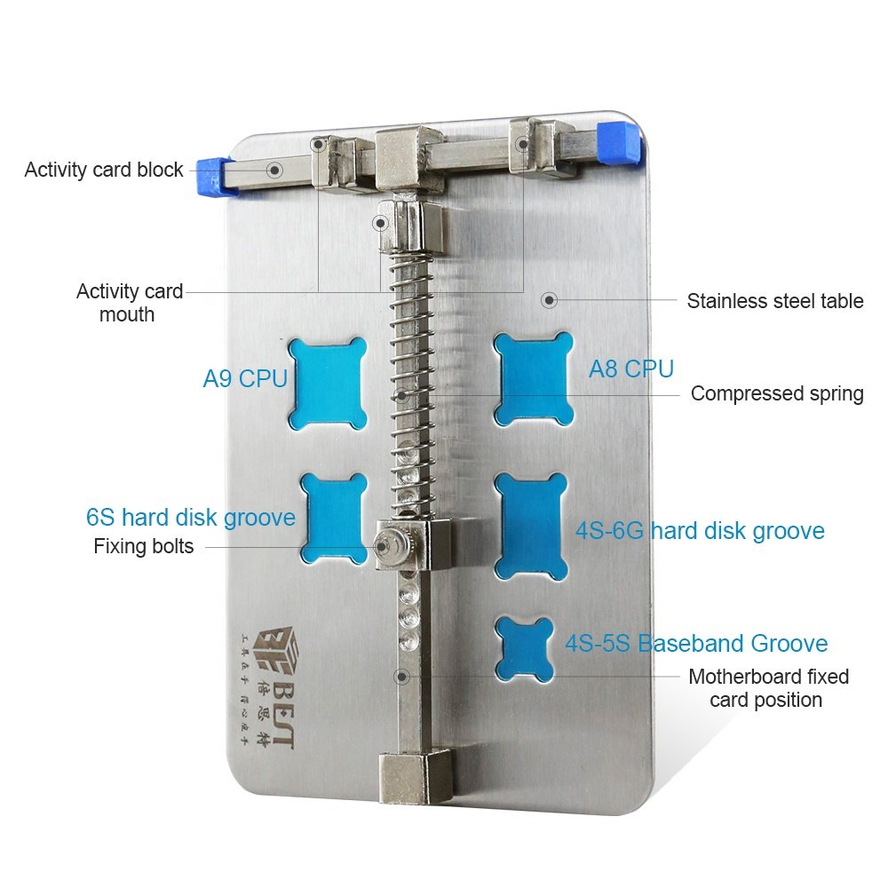BST-001D 13*9cm Thickening Stainless Steel Motherboard PCB Holder Fixture with CPU Groove For Mobile Phone Board Repair Tools