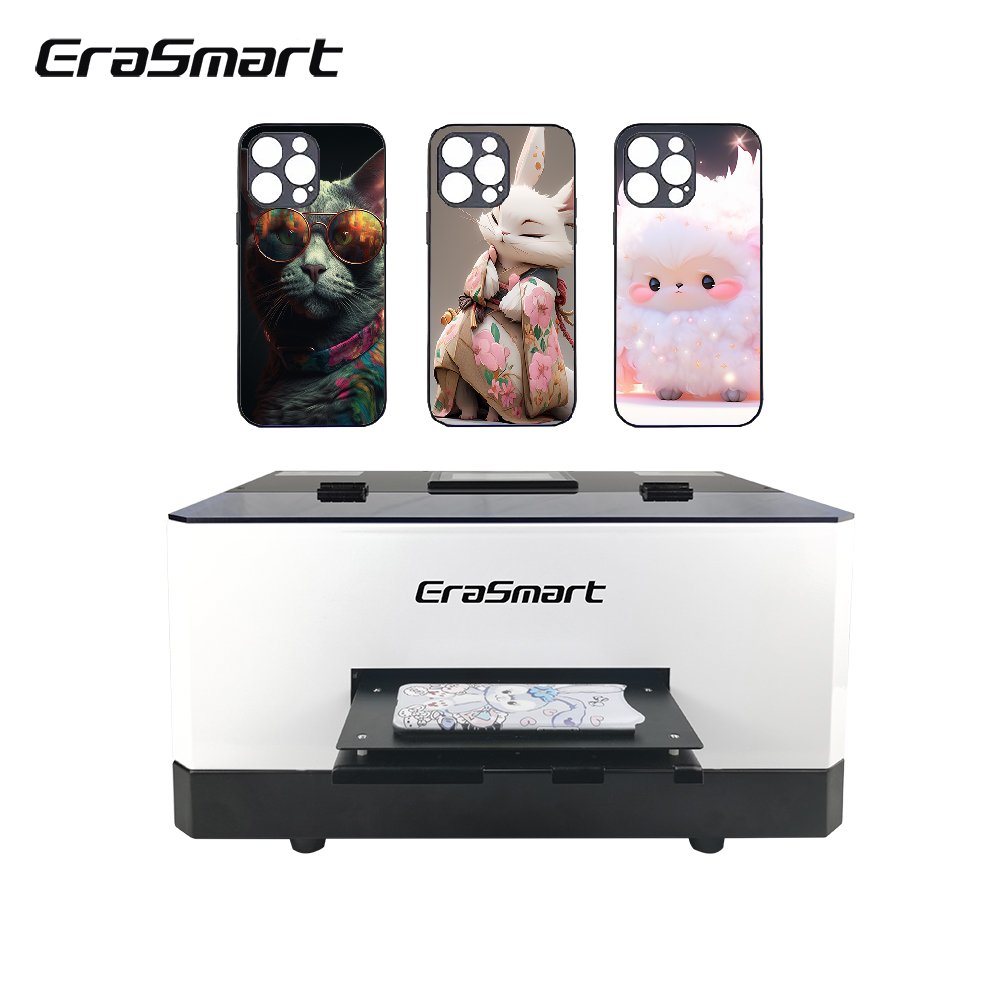 EraSmart Mini Size Phone Shin Flatbed Led Phone Case A5 Uv Printer For PVC TPU Mobile Cover