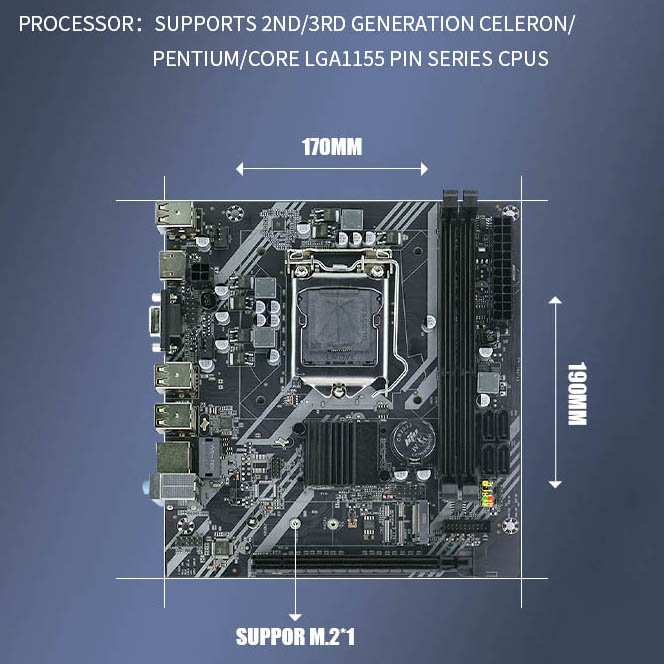 High Quality H61 PC Motherboard Support 2/3 Celeron/Pentium/Core LGA1155 Processor Dual-Channel DDR3 16GB With VGA Motherboard
