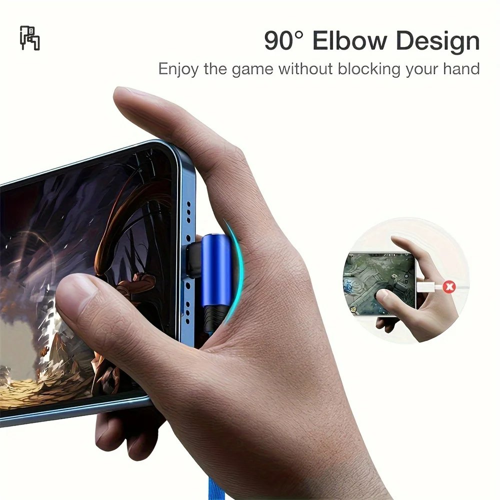 5A USB C Cable Fast Charging Type C Micro USB Cable For Huawei Mate 40 30 Samsung Xiaomi Game USB C 90 Degree Phone Charger Cord