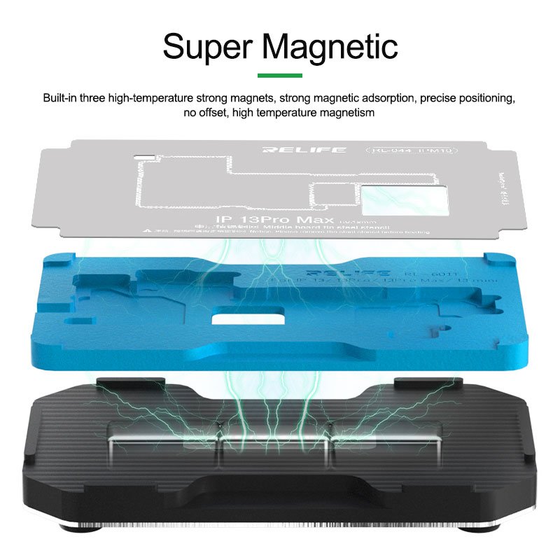 RL-601T 18 in 1 Motherboard Middle Layer Board Plant Tin Platform 3D BGA Reballing Stencil Kit for iPhone X 11 12 13 14 Pro Max