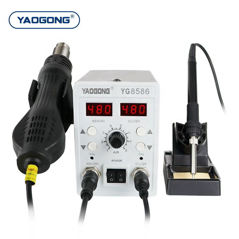 YAOGONG 8586 Digital Desoldering Station Phone Repair Machine Mobile SMT Hot Air Gun Soldering Iron SMD Rework Station
