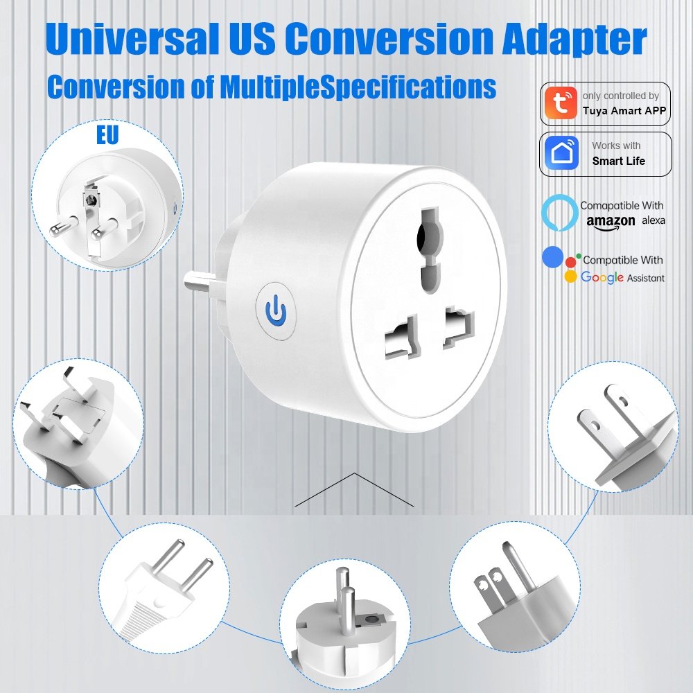 Tuya smart plug socket support Google Alexa voice control Wifi Smart Home Universal EU version 16A White Universal smart Socket