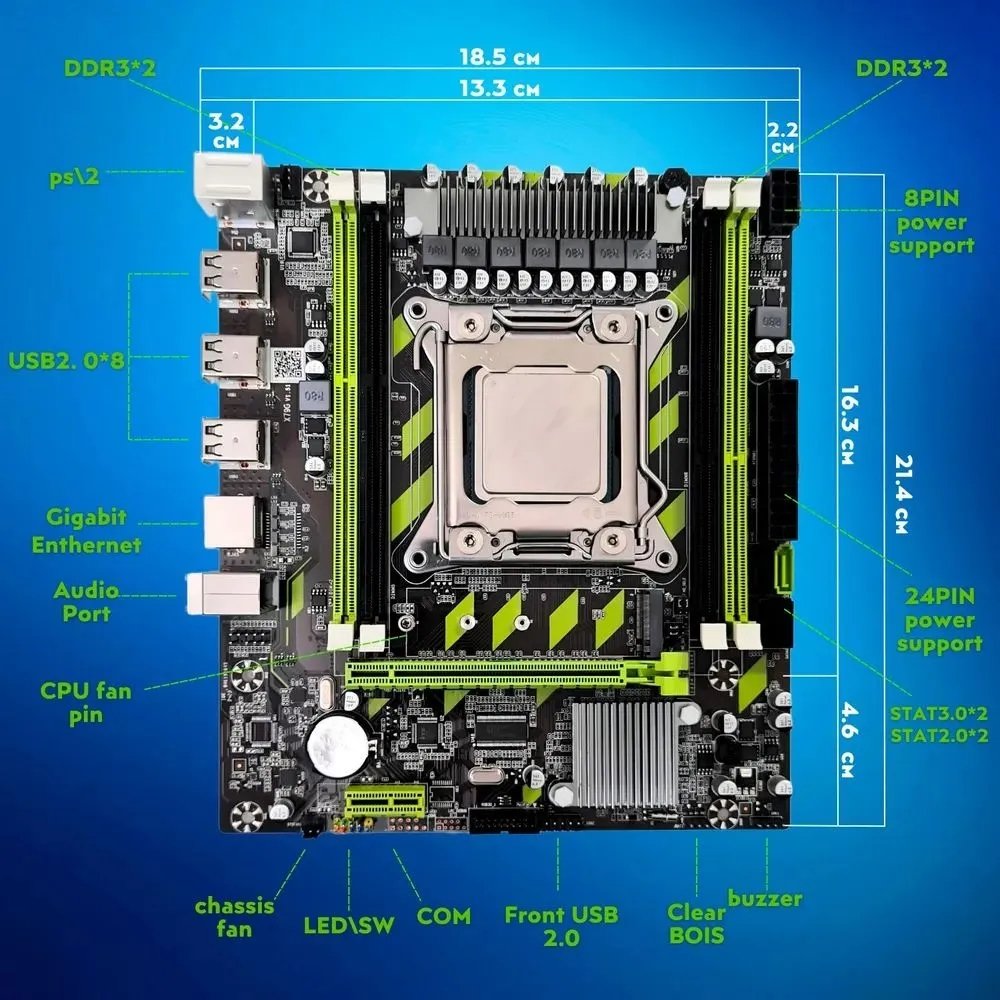 KEYIYOU X79G LGA2011 Motherboard with XEON E5 2650 V2 CPU 2*8GB = 16GB DDR3 1600MHZ REG ECC RAM Memory Combo Kit