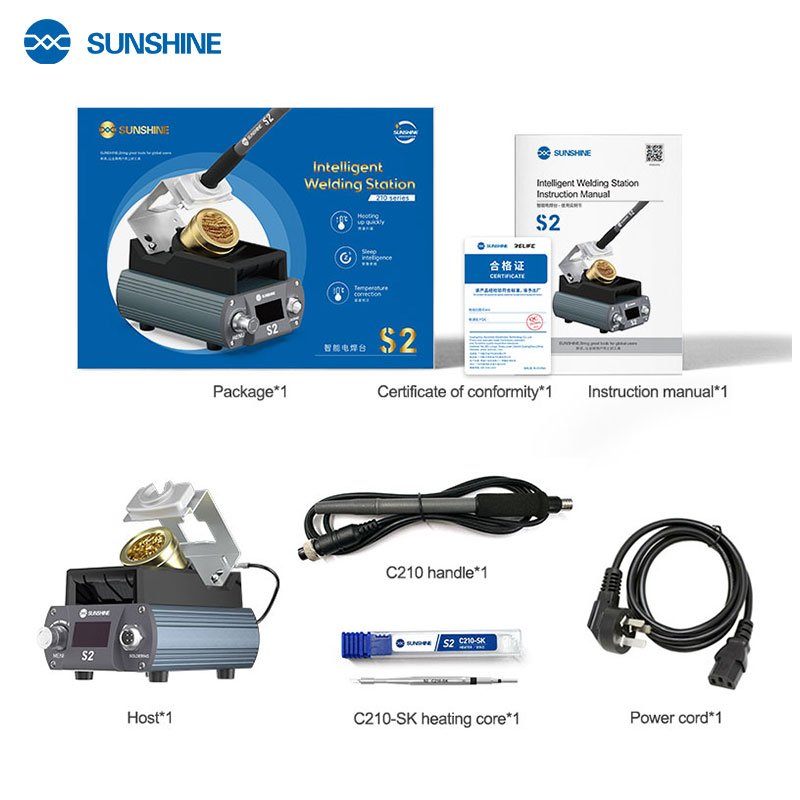Sunshine S2 Heating Soldering Station Universal C210 Series Soldering Iron Tips for Mobile Phone Motherboard PCB Repair