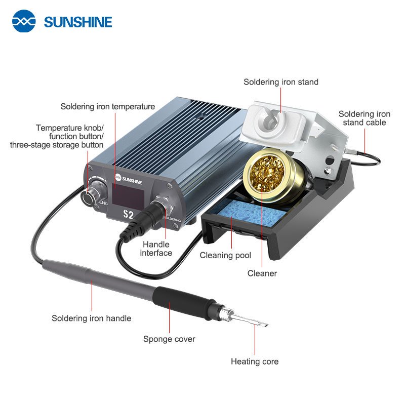 Sunshine S2 Heating Soldering Station Universal C210 Series Soldering Iron Tips for Mobile Phone Motherboard PCB Repair