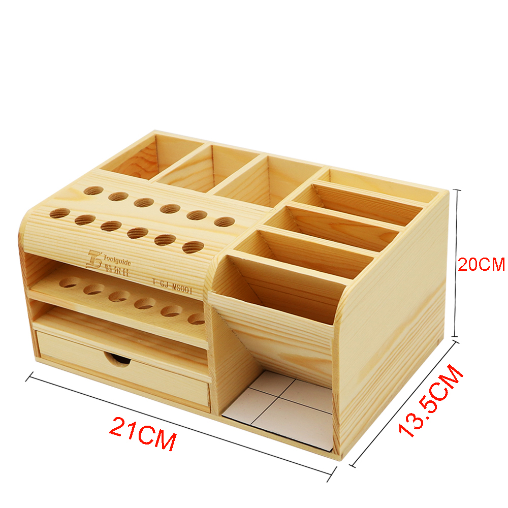 Multi-Functional Wooden Organizer Screwdriver Screws Motherboards Storage Box Jewelry Beads Cell Phone Acc Container Case Holder