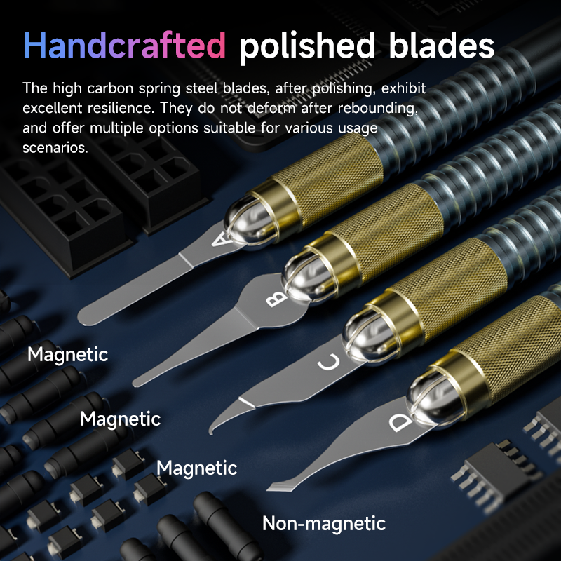 XZZ D004 Glue Remover Steel Blade Knife For Phone Motherboard IC Chip NAND Hard Drive Pry Handle Edge Disassembly Repair Tool