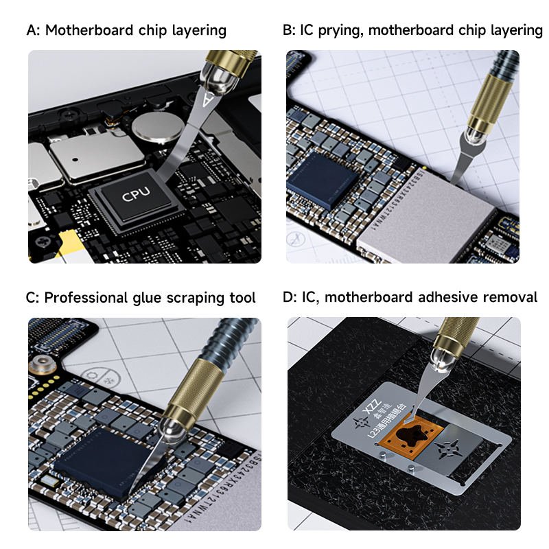 XZZ D004 Glue Remover Steel Blade Knife For Phone Motherboard IC Chip NAND Hard Drive Pry Handle Edge Disassembly Repair Tool