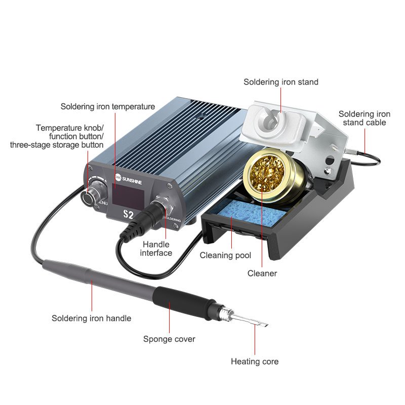 Sunshine S2 Electric soldering Iron Welding Station Universal C210 Series Solder Iron Tips for Phone Motherboard PCB Repair