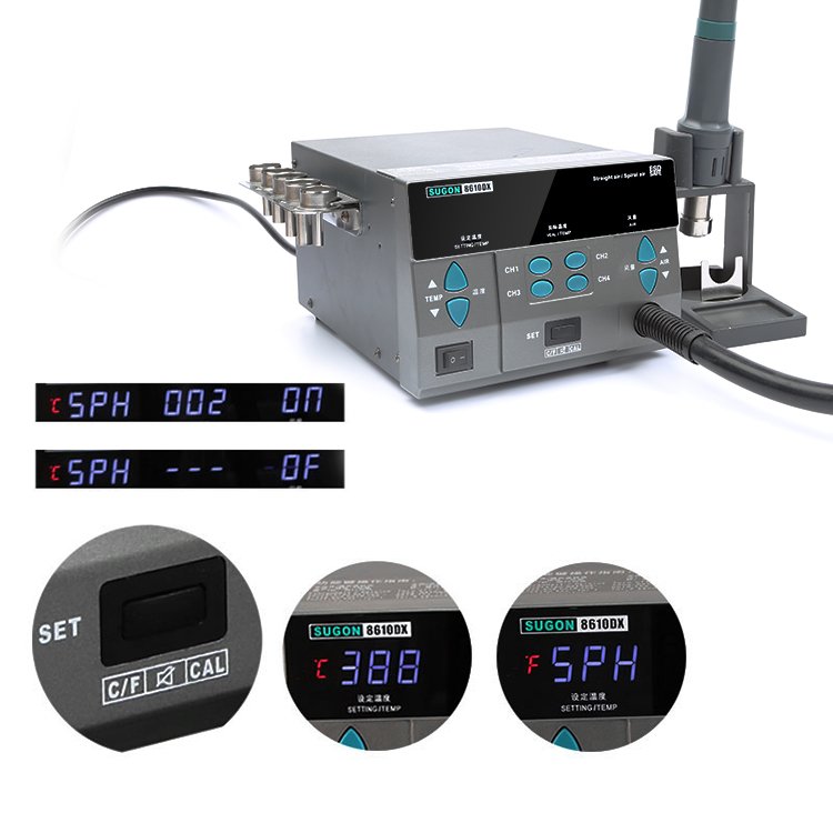 SUGON 8610DX 1000W Quick Heating Hot Air Gun Soldering Station LCD Digital Display Lead-free Hot Air Soldering Rework Station