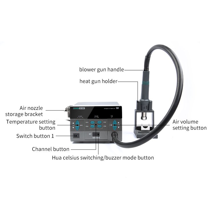 SUGON 8610DX 1000W Quick Heating Hot Air Gun Soldering Station LCD Digital Display Lead-free Hot Air Soldering Rework Station
