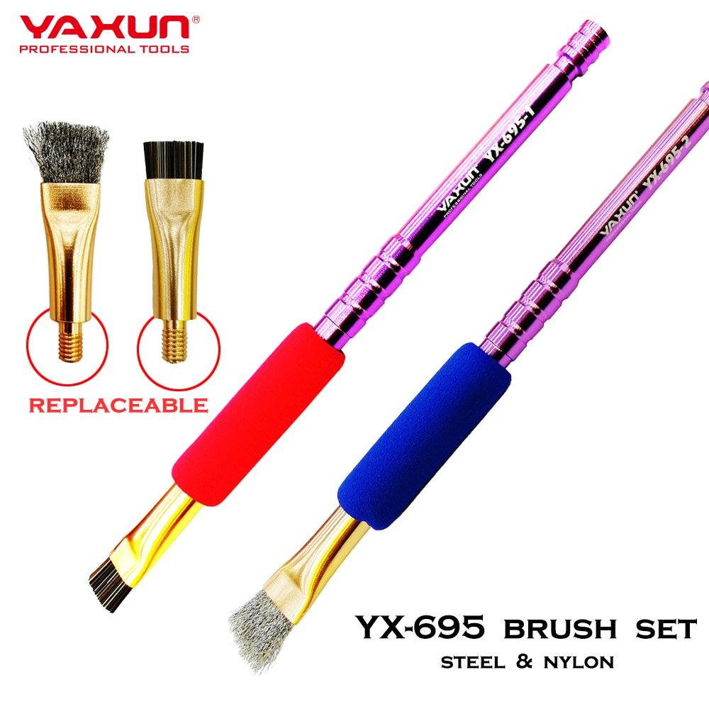 YAXUN YX-695 Mobile Wire Brushes Cleaning Tool Motherboard IC Deglue and Tin Removal Replaceable Niron Steel Brush Repair Set