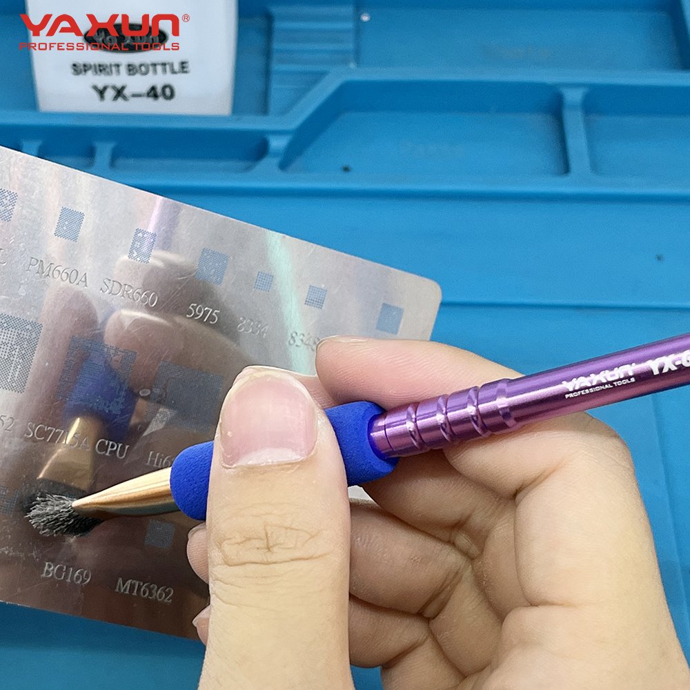 YAXUN YX-695 Mobile Wire Brushes Cleaning Tool Motherboard IC Deglue and Tin Removal Replaceable Niron Steel Brush Repair Set