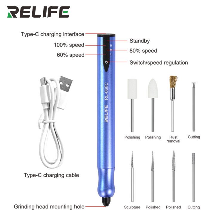 Wholesale RELIFE RL-068C Smart Rechargeable Sanding Tool Polishing Pen For Mobile Phone Repair