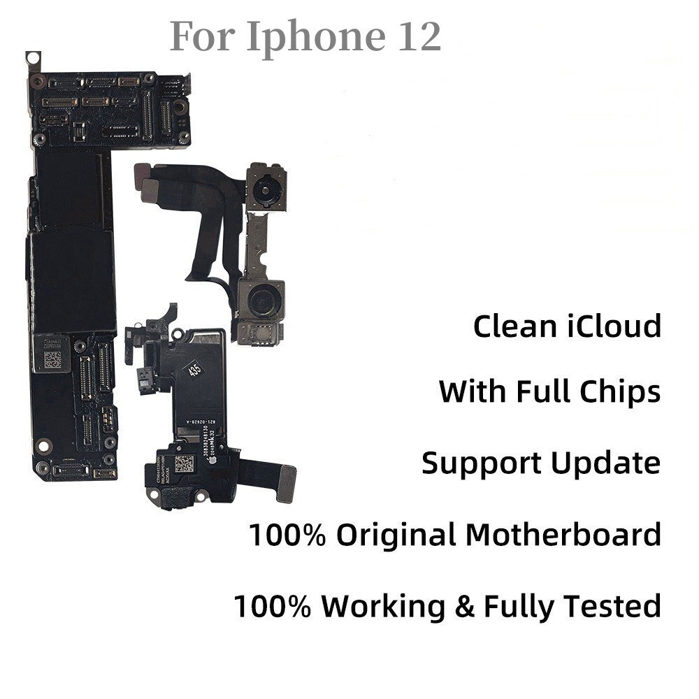 CleaniCloud Original Mainboard for iPhone 12 12 Pro 12 Mini 12 Pro MAX Full Working Face ID 128GB/256GB Mobile Phone Motherboard