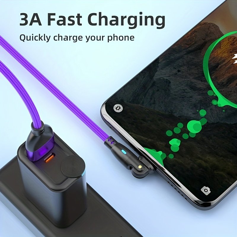 3A USB Type C Cable Fast Charging 180 Degrees Rotate Cable For Samsung Xiaomi VR Google Moto Phone Charger Type-C Data Transfer