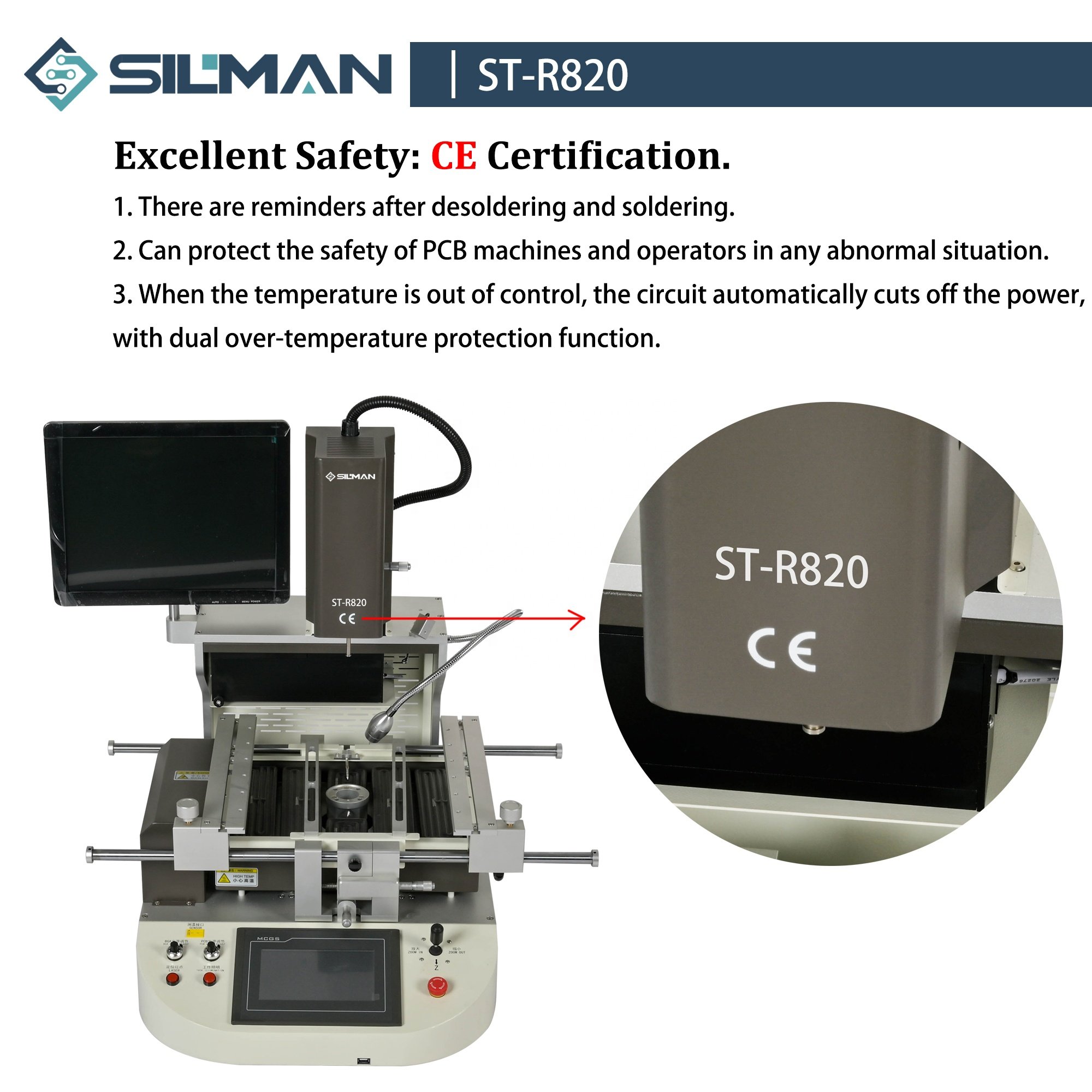 Silman ST-R820 easy to use laser positioning reflow soldering table BGA rework station for chip repair