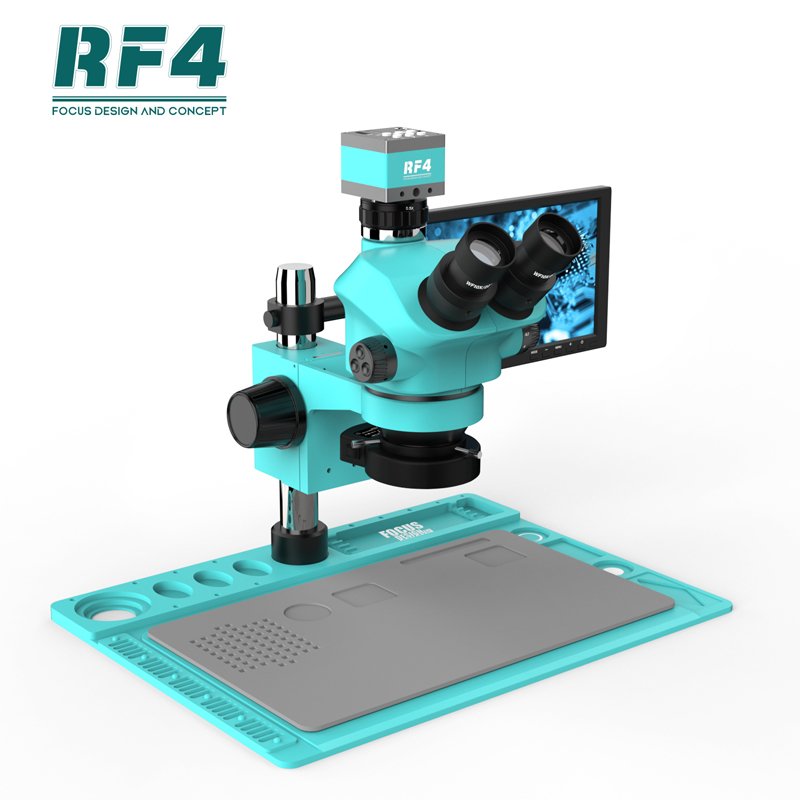 RF4 RF-7050TVD2-2KC2-S010 Trinocular Zoom Electronic Repair Microscope With 2K Camera 10 inch Monitor Mobile IC Chips Repair