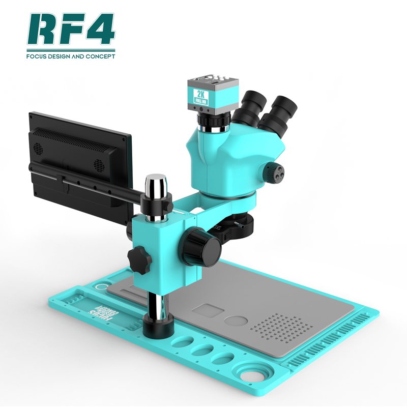 RF4 RF-7050TVD2-2KC2-S010 Trinocular Zoom Electronic Repair Microscope With 2K Camera 10 inch Monitor Mobile IC Chips Repair