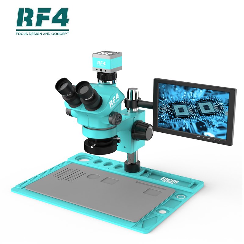 RF4 RF-7050TVD2-2KC2-S010 Trinocular Zoom Electronic Repair Microscope With 2K Camera 10 inch Monitor Mobile IC Chips Repair