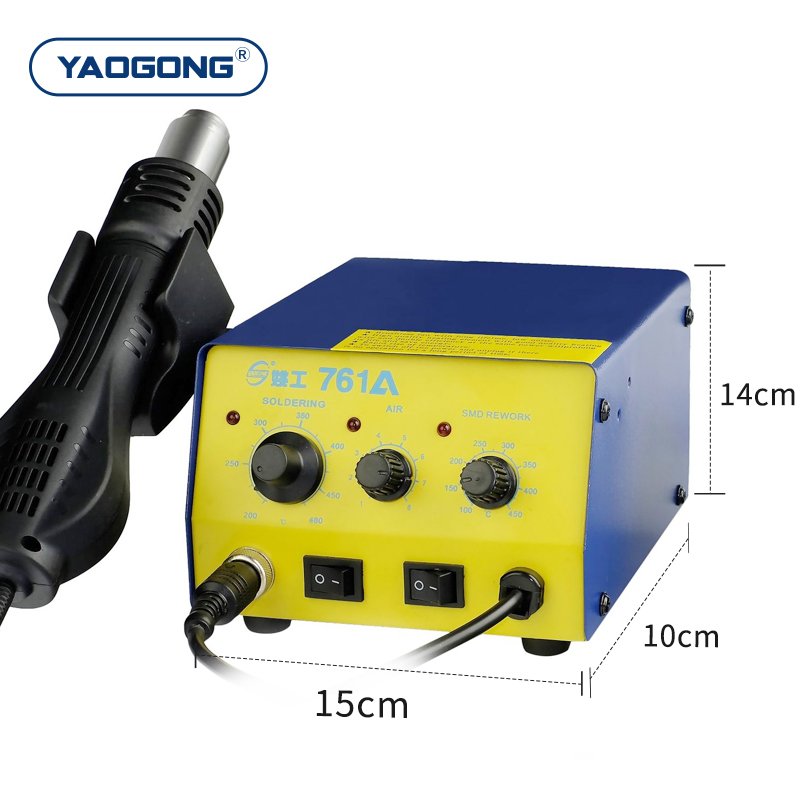YAOGONG 761A Rework Station 2 in 1 Professional BGA SMD Smart Induction Auto Sleep Hot Air Gun Soldering Station