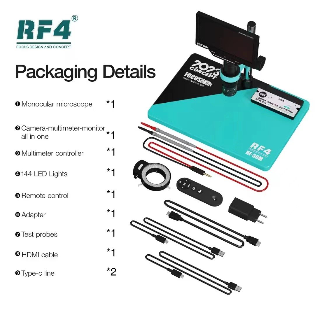 RF4 RF-50M 3 in1 mobile phone repair motherboard digital high-definition microscope multimeter spot welding repair BGA workbench