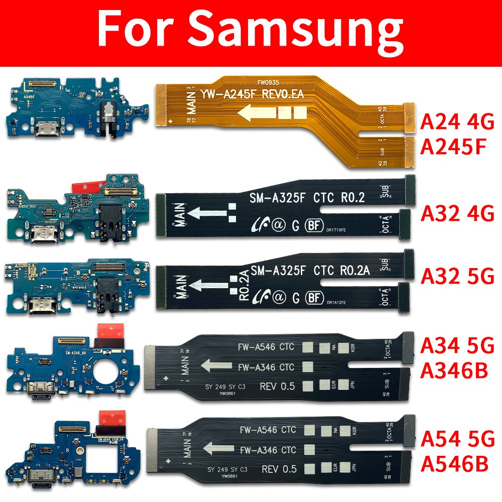 Wholesale Mobile Phone Charge Parts Flex cable Motherboard main flex For Samsung A24 A32 4G A34 A54 5G Mobile Phone Spare Parts