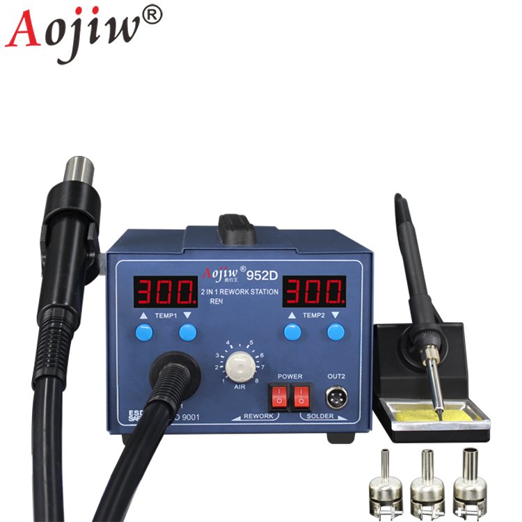 Welding iron Rework Station 2 in 1 Soldering Hot Air SMD BGA Aojiw 952D 700W Digital Display mobile & notebook repair tool
