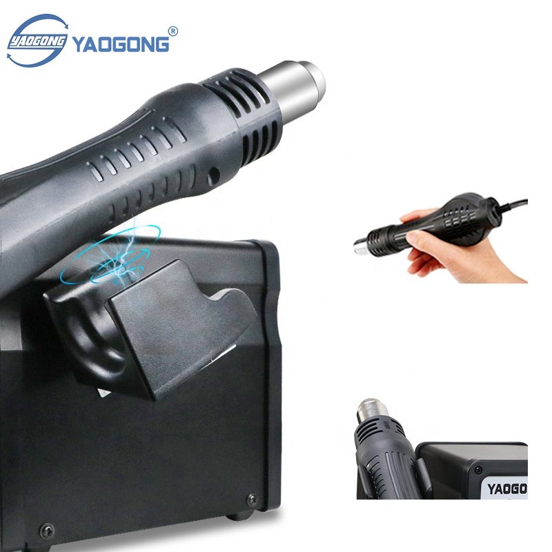 YAOGONG 878A 2 in 1 Hot Air Gun Soldering Digital Display Solder Iron Heat Gun SMD Rework Station for Mobile Phone Repair Tool