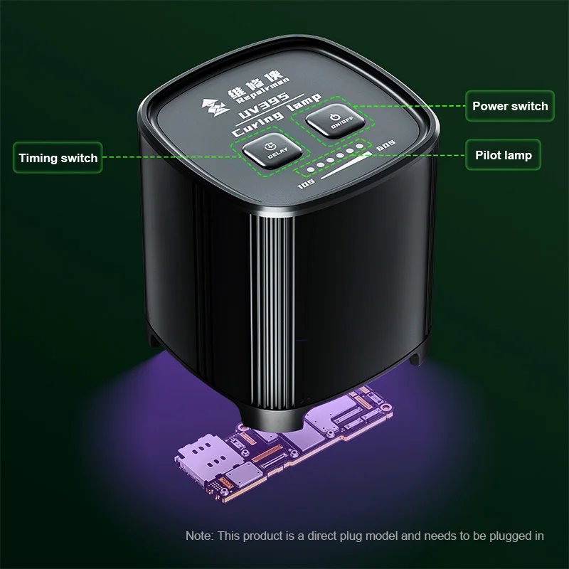 UV395 UV Intelligent Green Oil Curing LED UV Lamp For Phone Motherboard PCB LCD Solder Repair Oil Adhesive