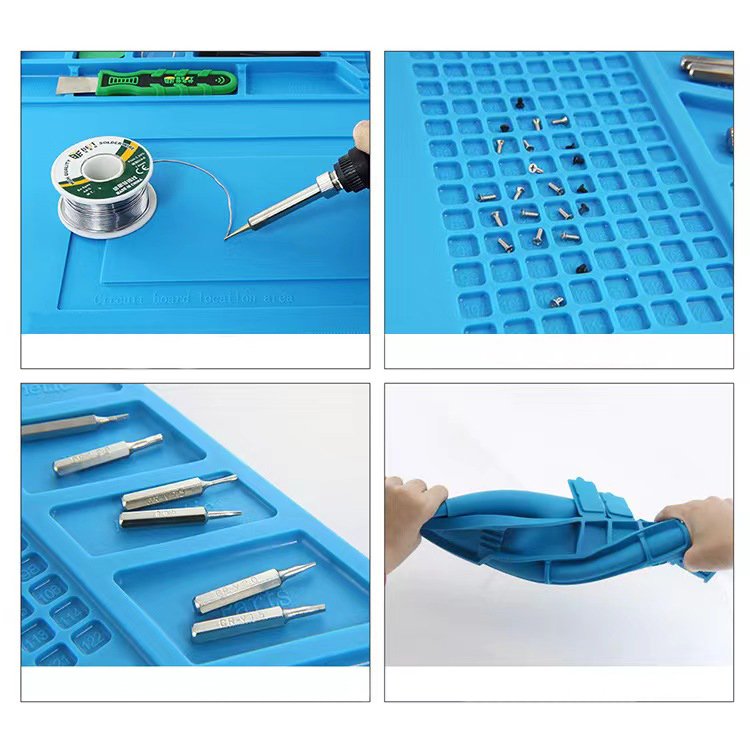 S-160 Blue Silicone Mat Heat Resistant BGA Soldering Work Mat Repairing Mobile Phone Parts Laptop Motherboard Rubber Silicon Pad
