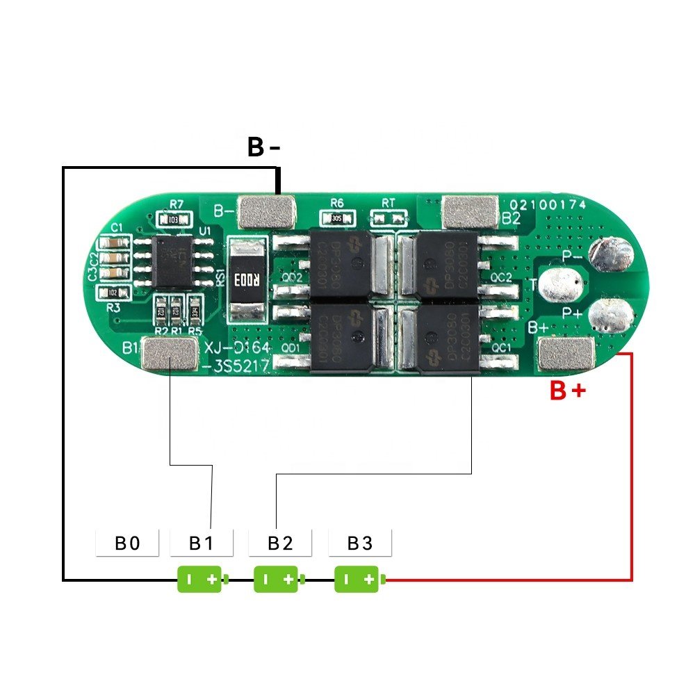 XJ BMS Li-ion Bms 3S 4S 6S 5A 10A 15A 20A Li-ion Lithium Battery Charger PCBA BMS Protection Board 14.8V 16.8V Lipo Cell Module