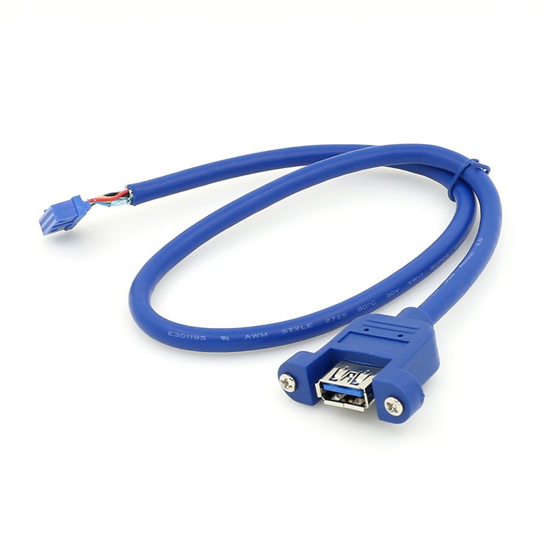 black blue usb 3 0 3.0 front panel A female to mini 20 pin motherboard cable with lock screw