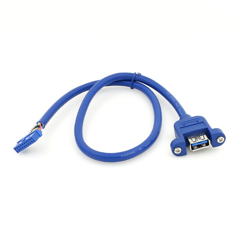 black blue usb 3 0 3.0 front panel A female to mini 20 pin motherboard cable with lock screw