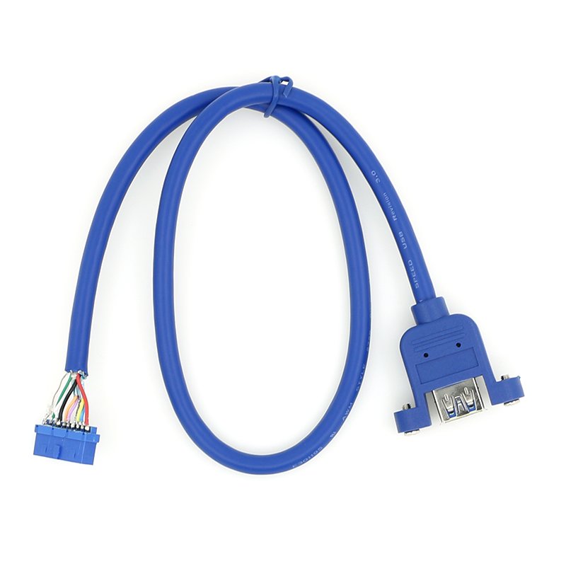 black blue usb 3 0 3.0 front panel A female to mini 20 pin motherboard cable with lock screw