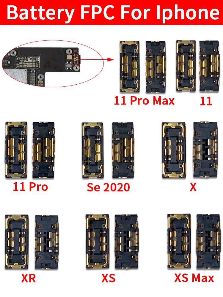 Wholesale Battery FPC Connector For Iphone 11 Pro Max Se 2020 X XR XS Max Charger FPC Connector On Flex Board Flex Cable Parts