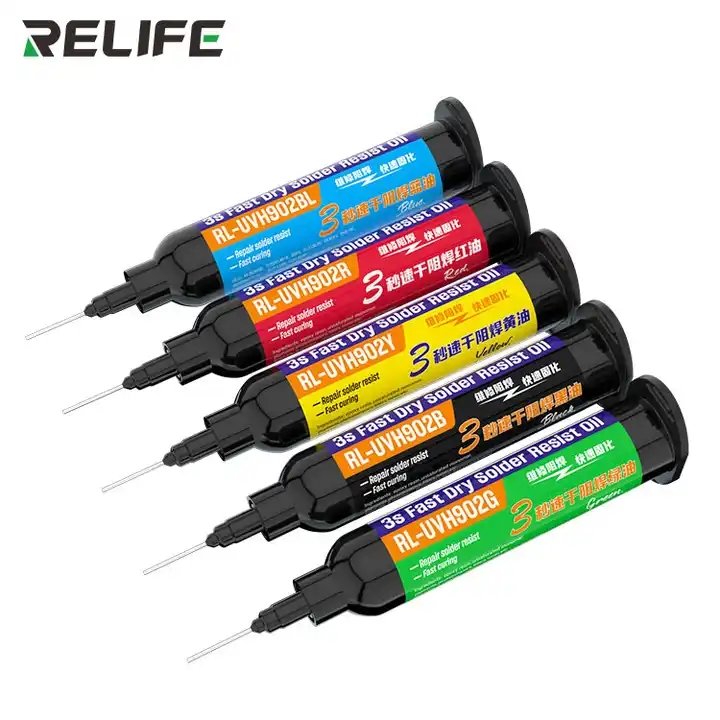 Relife RL-UVH902 Motherboard Flying Line 3 Seconds Quick Dry Green/black/yellow/red/blue Oil UV Solder Oil For Mobile Phone