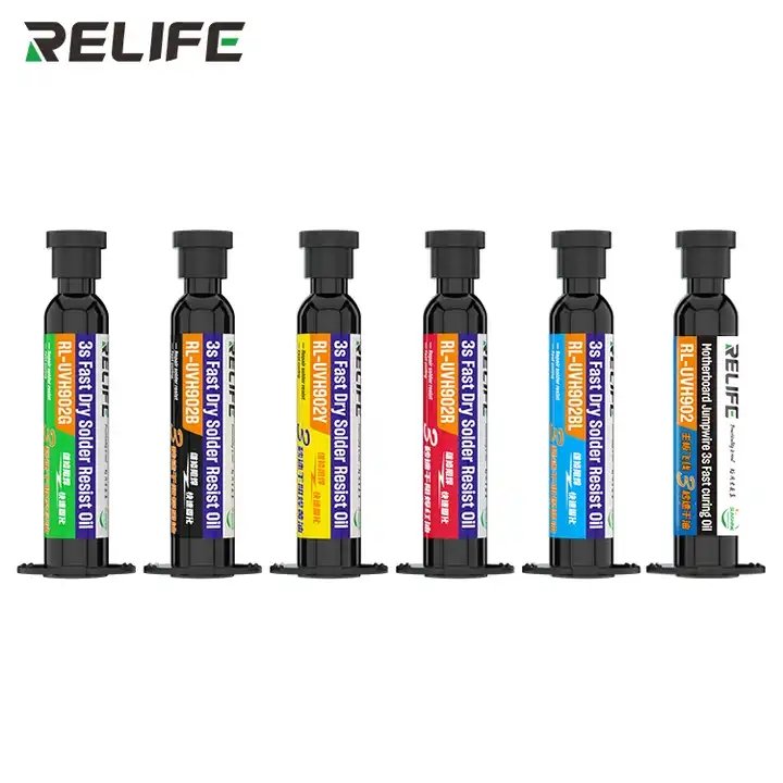 Relife RL-UVH902 Motherboard Flying Line 3 Seconds Quick Dry Green/black/yellow/red/blue Oil UV Solder Oil For Mobile Phone