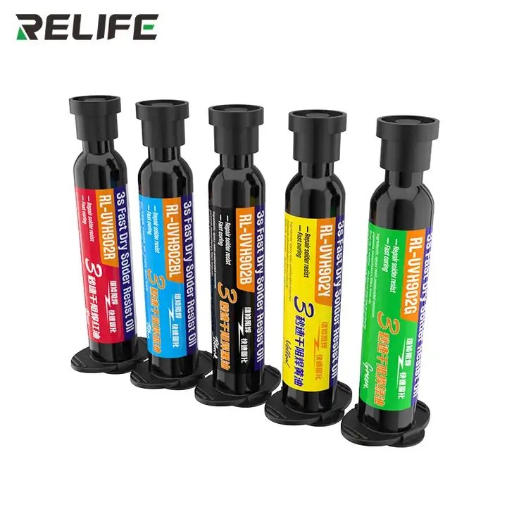 Relife RL-UVH902 Motherboard Flying Line 3 Seconds Quick Dry Green/black/yellow/red/blue Oil UV Solder Oil For Mobile Phone