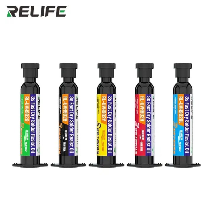 Relife RL-UVH902 Motherboard Flying Line 3 Seconds Quick Dry Green/black/yellow/red/blue Oil UV Solder Oil For Mobile Phone