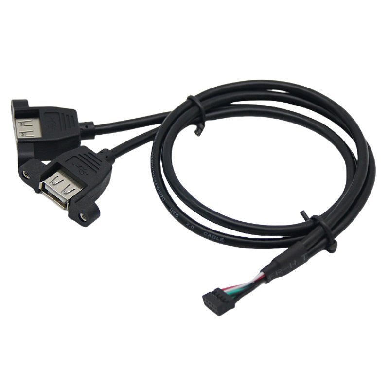 Manufactory Dual USB 2.0 Female Panel mount locking screw to Terminal 2.0mm 2.54mm Pitch Terminal Connector